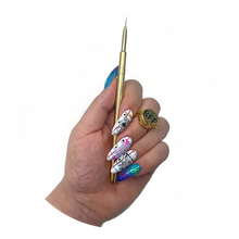 Load image into Gallery viewer, SKETCH ARTIST EYELINER BRUSH GRAPHIC LINER NEON MAKEUP NEON PIGMENT METAL HANDLE WEIGHTED BRUSH EASY GRIP FINE DETAIL DETAILER GOLD ARTIST PRO BRUSH PROFESSIONAL  Edit alt text