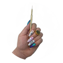 Load image into Gallery viewer, SKETCH ARTIST EYELINER BRUSH GRAPHIC LINER NEON MAKEUP NEON PIGMENT METAL HANDLE WEIGHTED BRUSH EASY GRIP FINE DETAIL DETAILER GOLD ARTIST PRO BRUSH PROFESSIONAL  Edit alt text