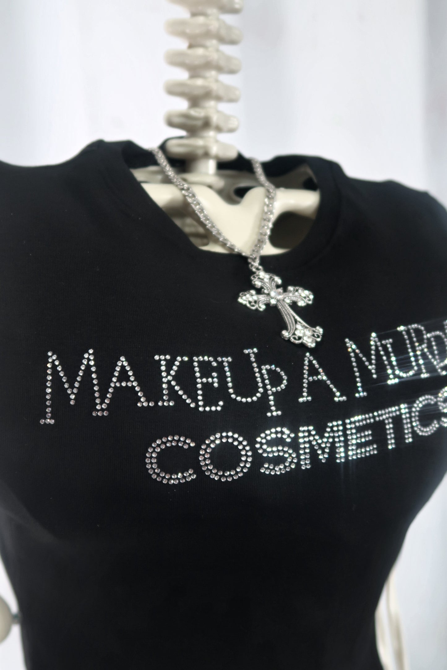Makeup A Murder Signature Rhinestone Low Crop Top