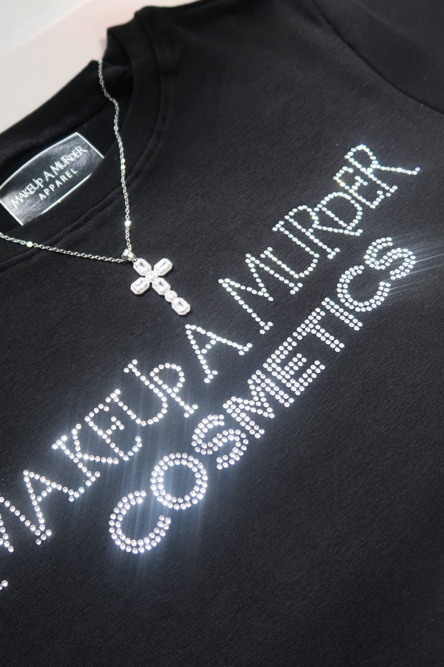 Makeup A Murder Signature Rhinestone Low Crop Top