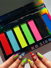 Load image into Gallery viewer, no signal eyeshadow palette collection crime scene makeup crime scene tape teletubbies  eyeshadow pressed pigment neon eyeshadow tv palette television lost signal glitter matte eyeshadow pigments high pigmentation formula 