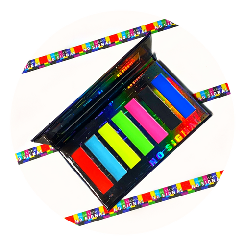 no signal eyeshadow palette collection crime scene makeup crime scene tape teletubbies  eyeshadow pressed pigment neon eyeshadow tv palette television lost signal glitter matte eyeshadow pigments high pigmentation formula 